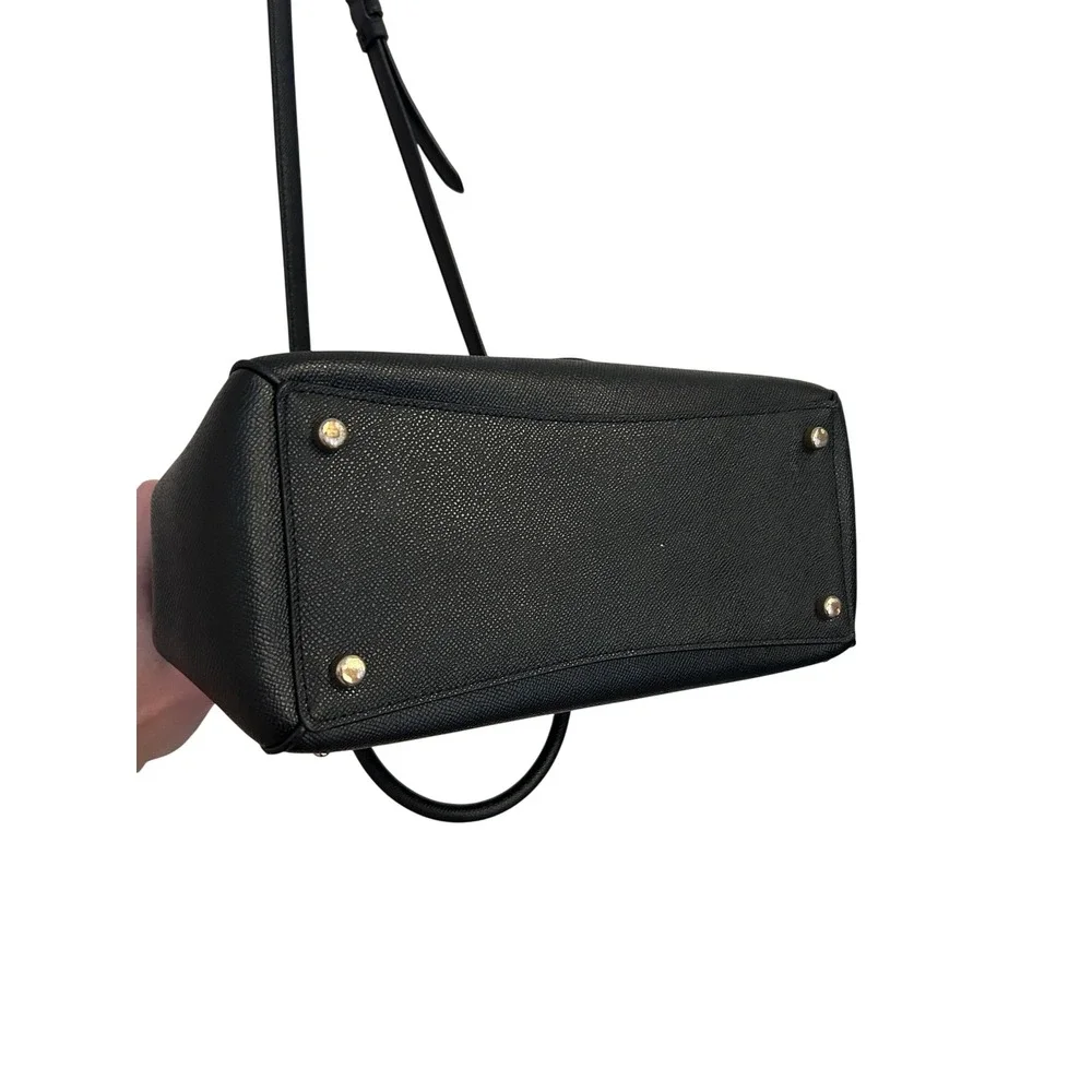 Coach‎ Black Crossgrain Leather Studded Carryall Satchel Bag